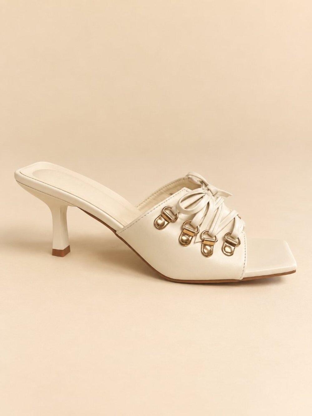 Cream Azarayah Lace-Up Stiletto Mule Sandal - Picture 4 of 4